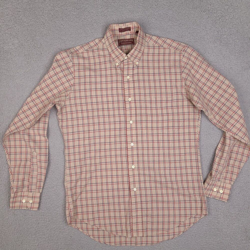 Vintage Ralph Lauren Chaps Shirt‎ Mens Brown Plaid Large 15.5 34/35